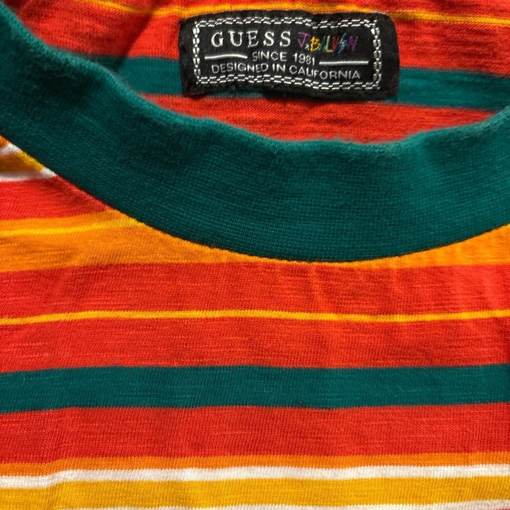 GUESS x J Balvin Men's M T-Shirt Striped Rainbow XL Vibras Tour Orange Red Green - Picture 3 of 3